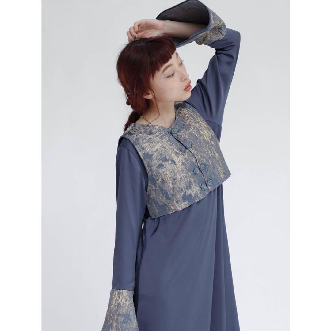 RADIATE×sahara ジャガードベストレイヤードワンピース （ブルー）