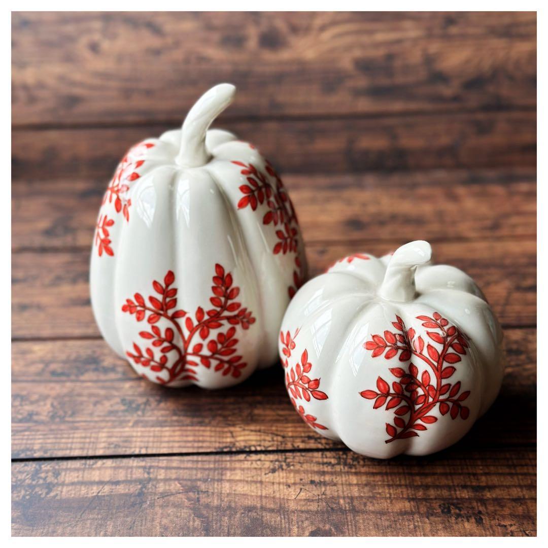 新品 ベトナム バッチャン焼き かぼちゃの置物 2個