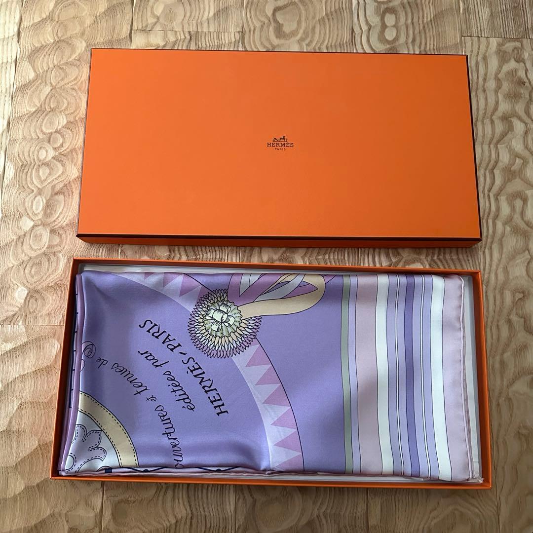 新品　HERMES シルク　スカーフ 馬　ラベンダー　カレ140 大判　稀少