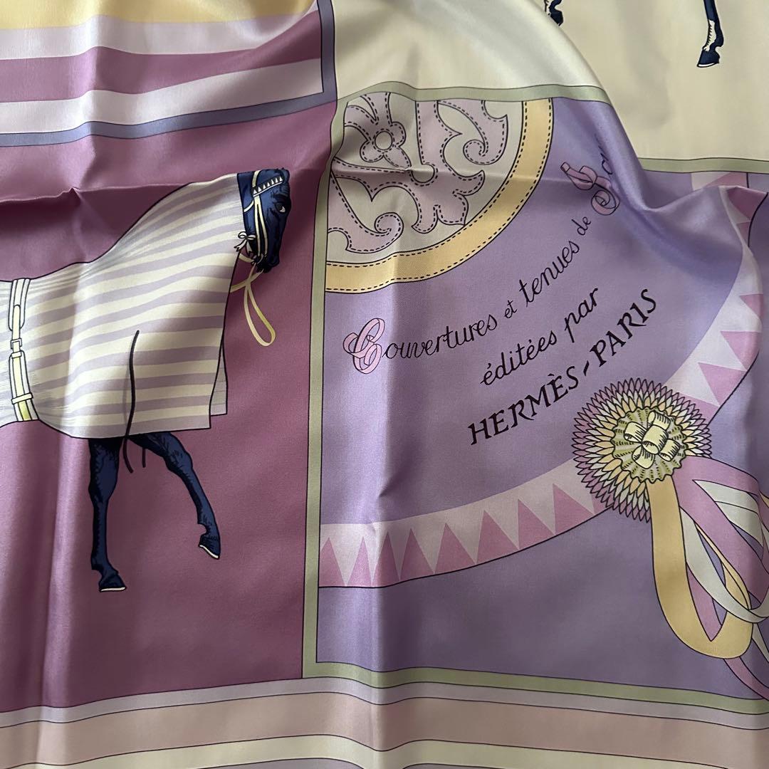 新品　HERMES シルク　スカーフ 馬　ラベンダー　カレ140 大判　稀少