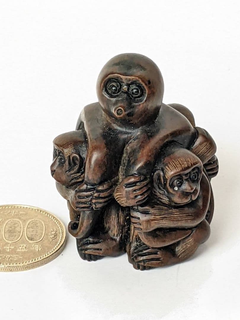 根付　43　猿親子　骨董品