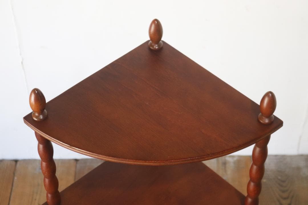 レトロ ナジコ コーナーシェルフ 4段 ラック 飾り棚 花台 電話台 組み立て