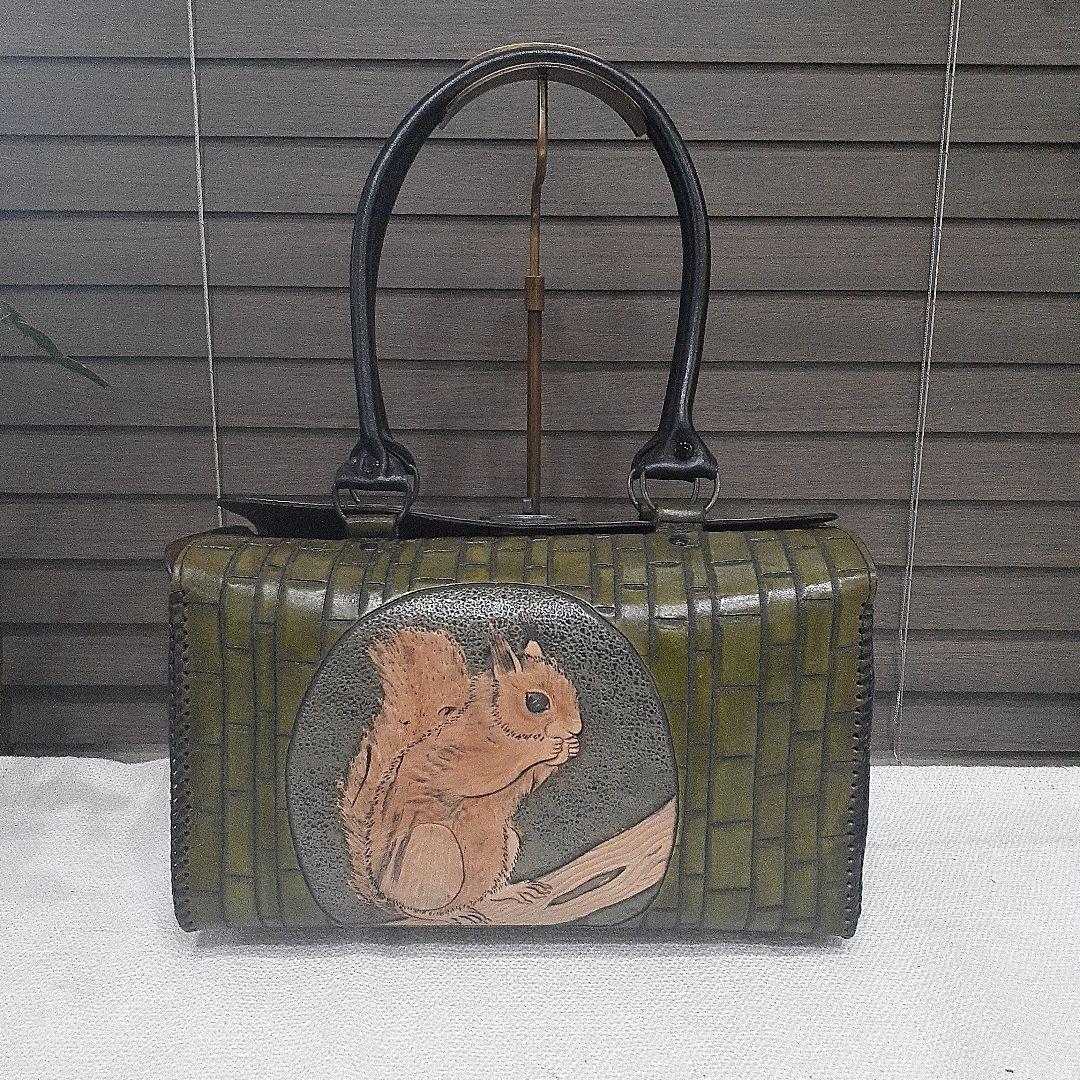 本革　ハンドメイド　ハンドバッグ