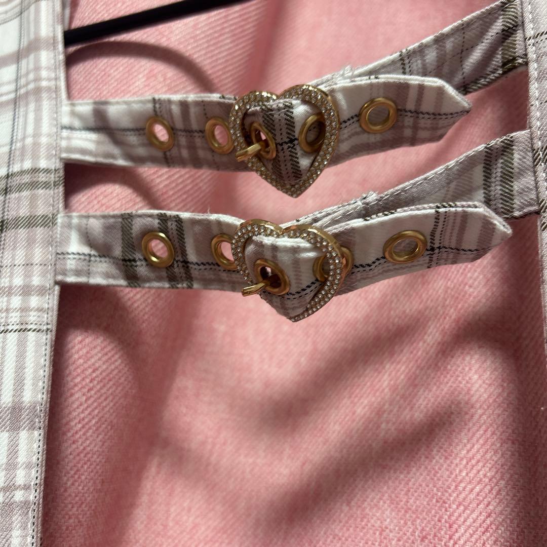 はしごリボンツイードティアードスカパン(ピンク)