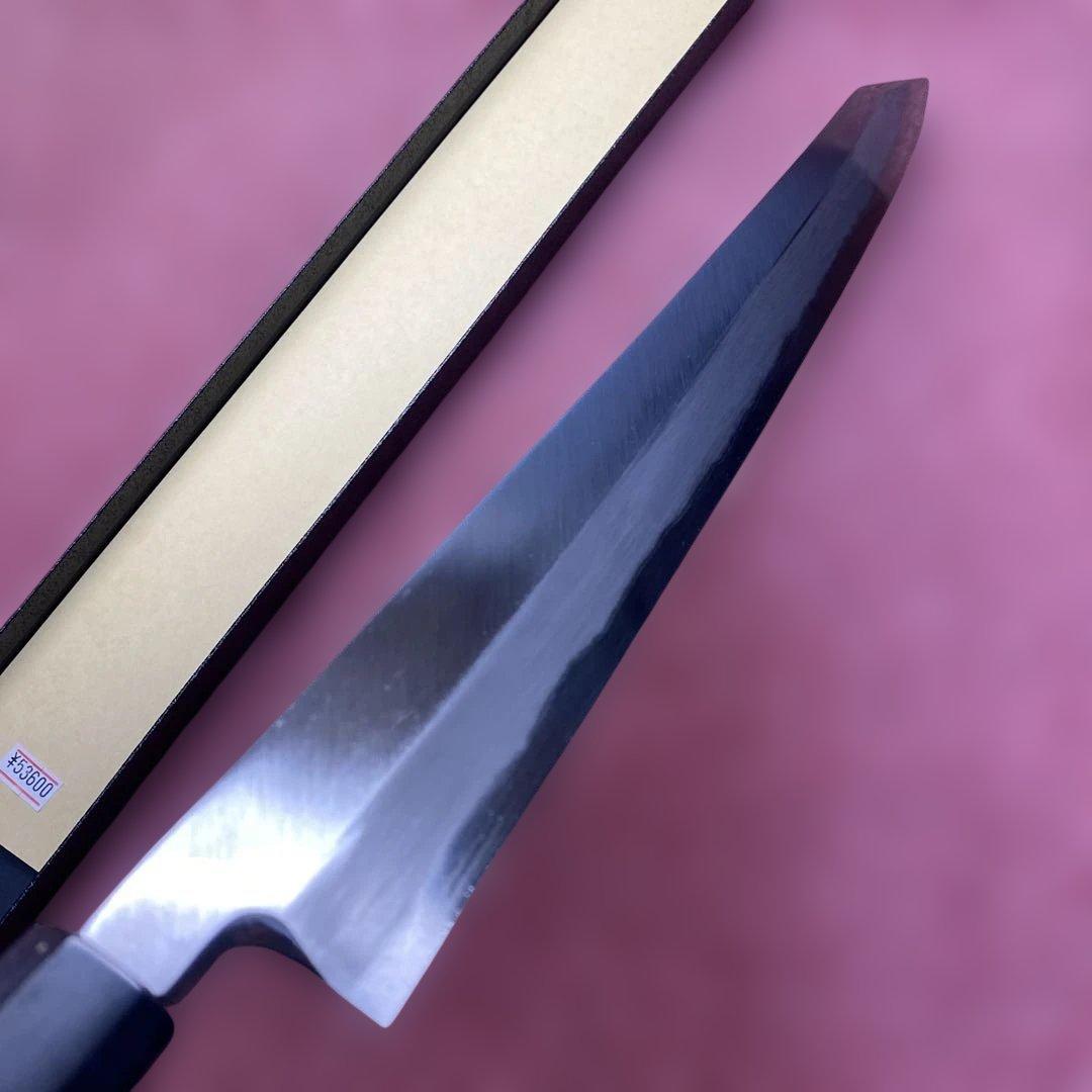 青二鋼　勘所切付柳刃包丁　360㎜ 尺2寸