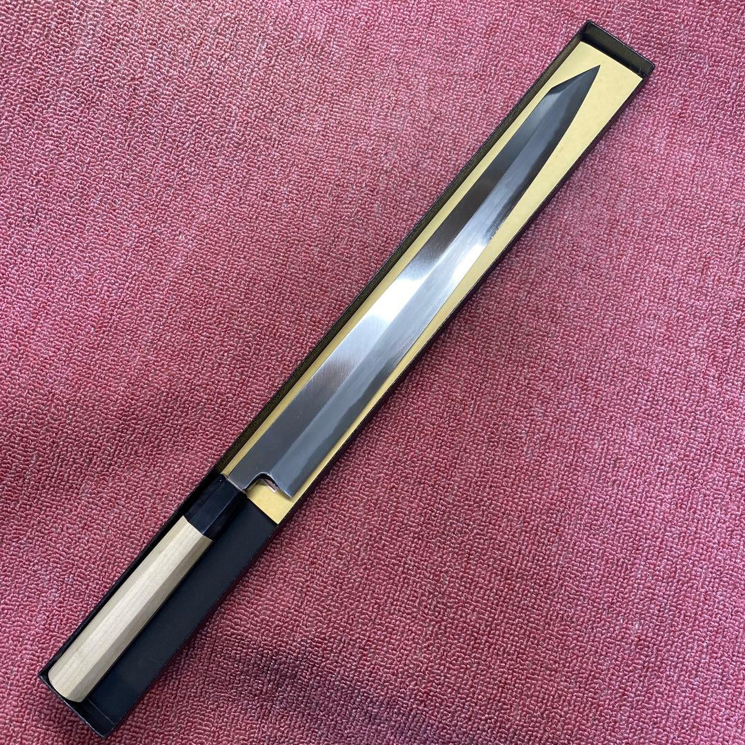 青二鋼　勘所切付柳刃包丁　360㎜ 尺2寸