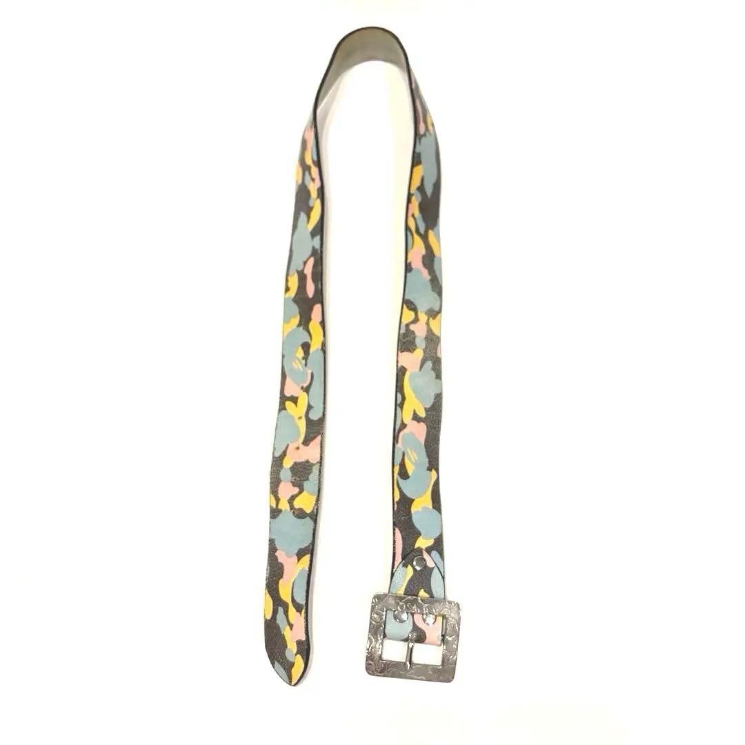 A Bathing Ape マルチカモレザーベルト サイズL シルバー 日本製