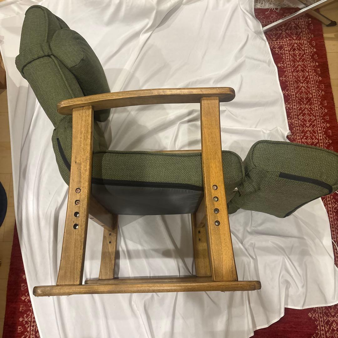 高座椅子 リクライニングチェア ランバーサポート オットマン 肘付き 高さ調節