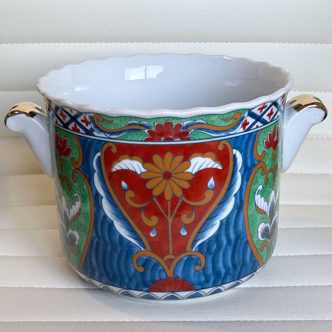 希少　三洋陶器　龍峰窯　金彩古伊万里　ワインクーラー　染錦　色絵　鉢カバー　水盤