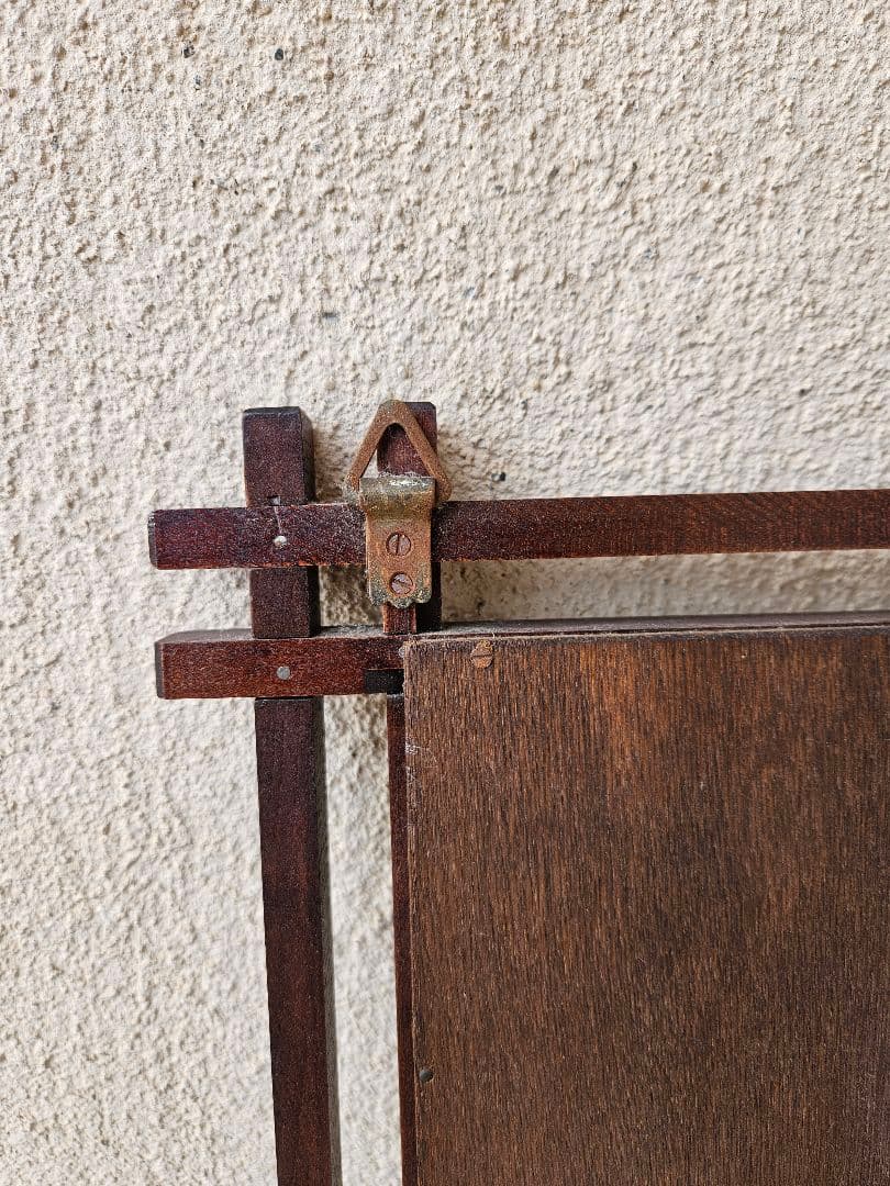 ジャパンヴィンテージ 木彫りの鏡 ウォールミラー 壁掛け 鏡 木製フレーム