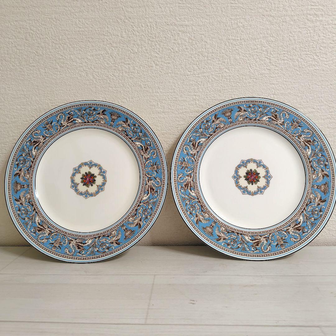  フロレンティーン ターコイズ プレート　27cm　2枚　黒壺