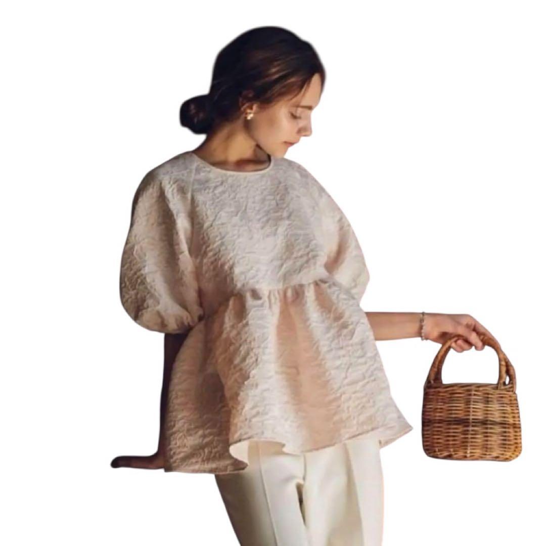 OHGA FLOWER BLOUSE ピンク ブラウス ジャガード