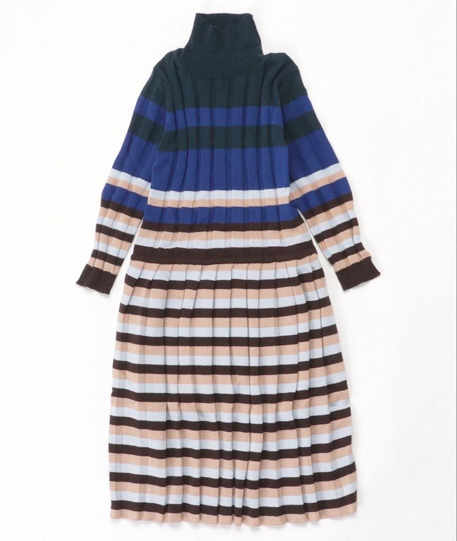 マルニ　MARNI リブボーダーニットワンピース　ロング