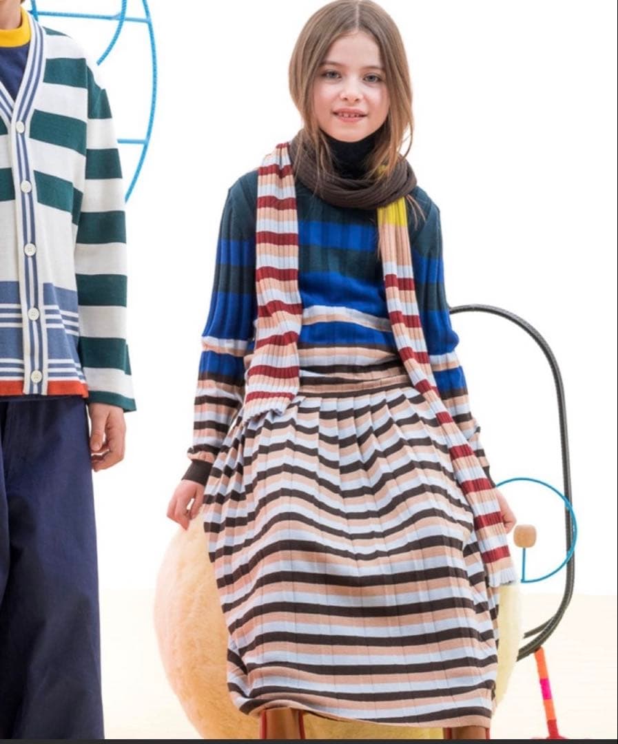 マルニ　MARNI リブボーダーニットワンピース　ロング