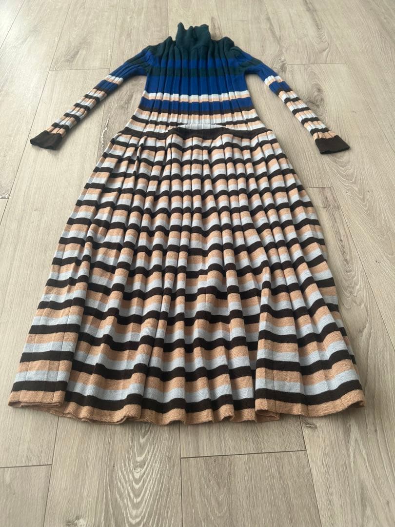 マルニ　MARNI リブボーダーニットワンピース　ロング