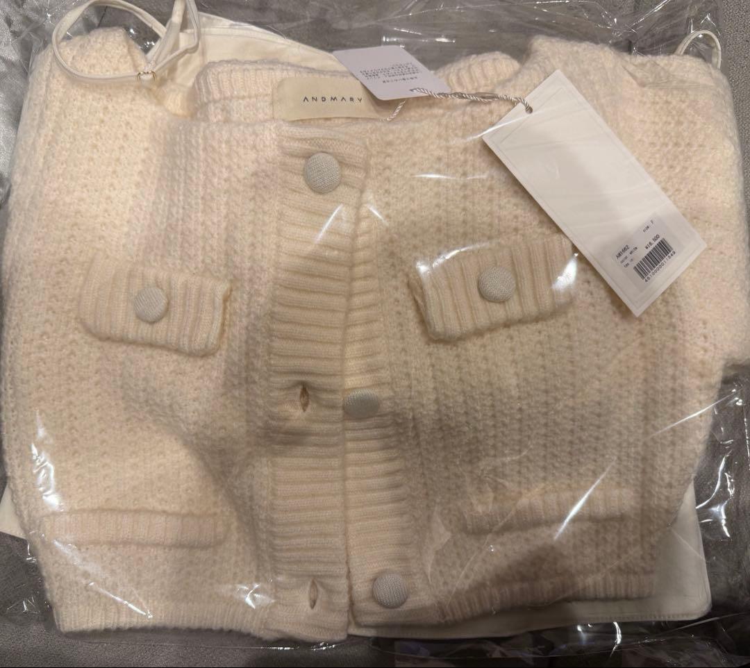 トップス ANDMARY Twiggy tweed ribbon set tops