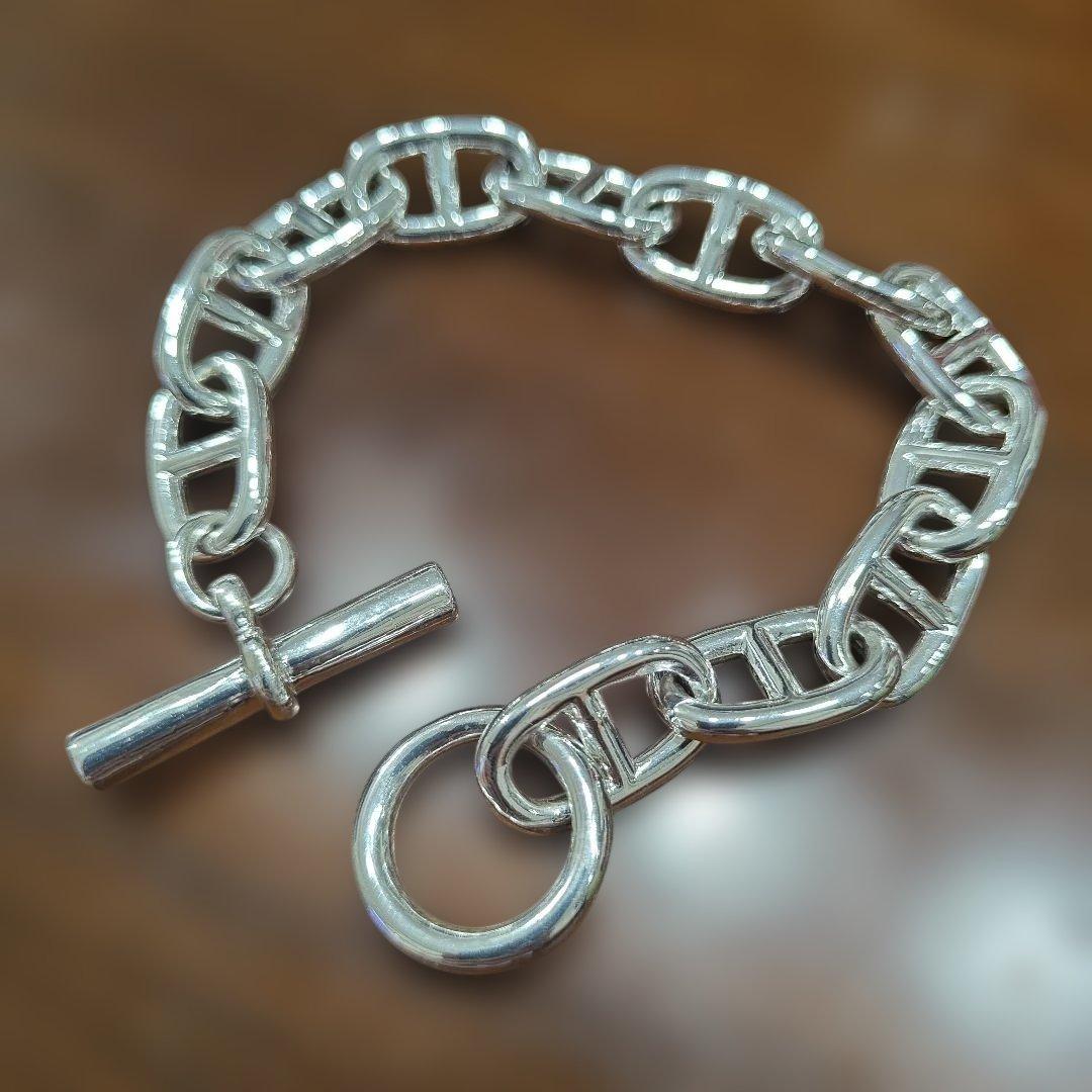 シルバー925 無垢 GMサイズ 12コマ 23cm アンカーチェーン ブレス