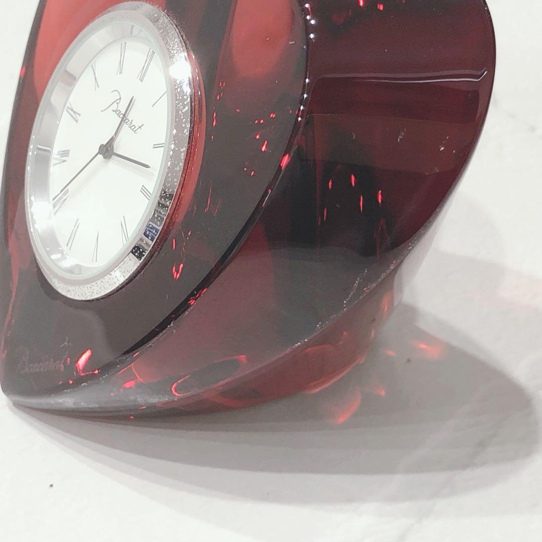 ☆Baccarat☆ バカラ 置き時計 ハート レッド ガラス素材 インテリア