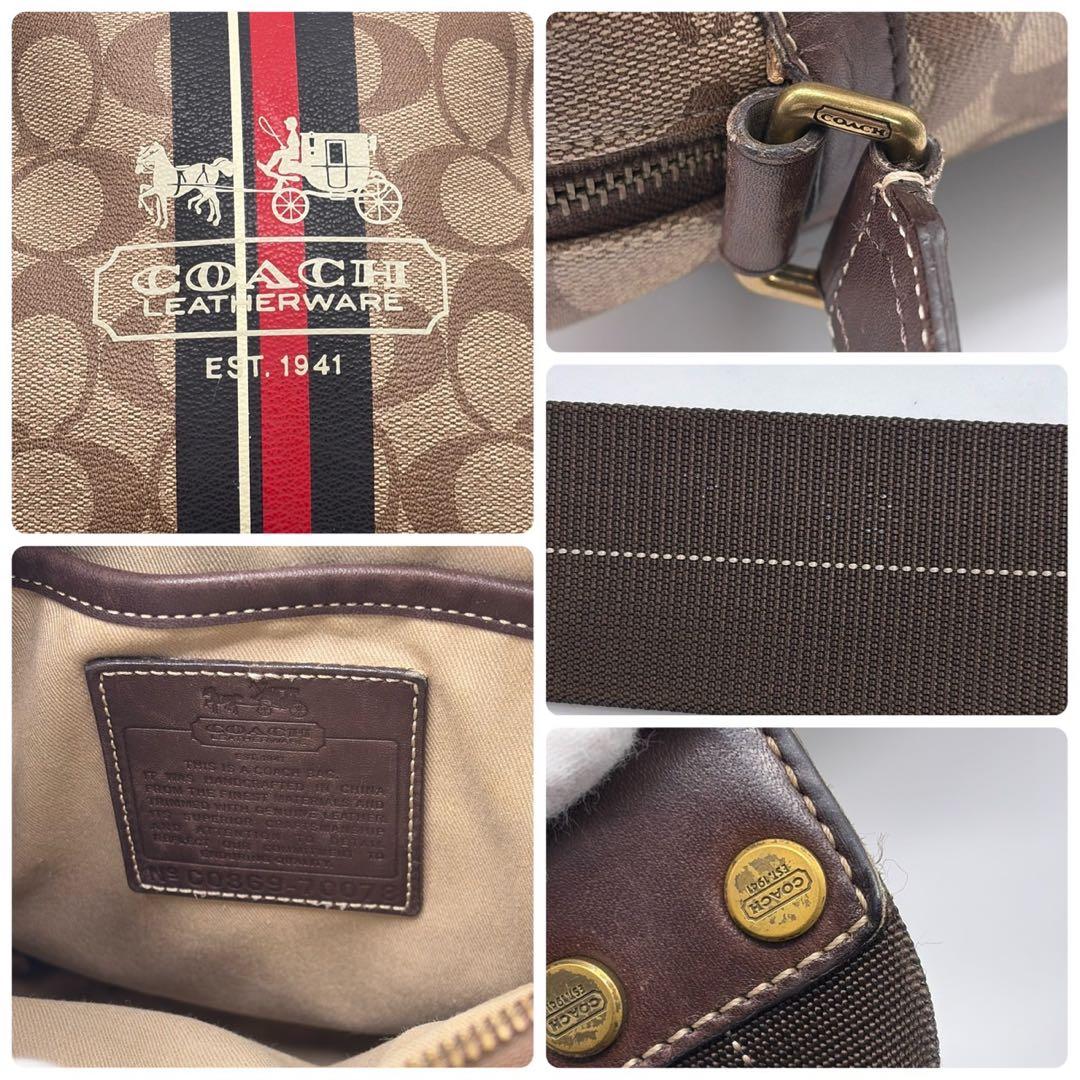 コーチ ショルダーバッグ サコッシュ レザー シグネチャー　ヘリテージ
