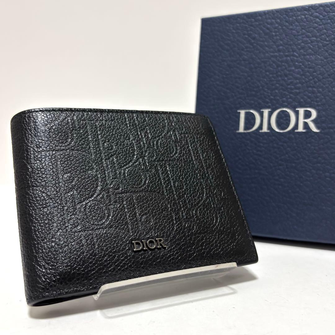 499✨極美品✨Dior ディオール 二つ折り財布 グラビティ レザー ブラック