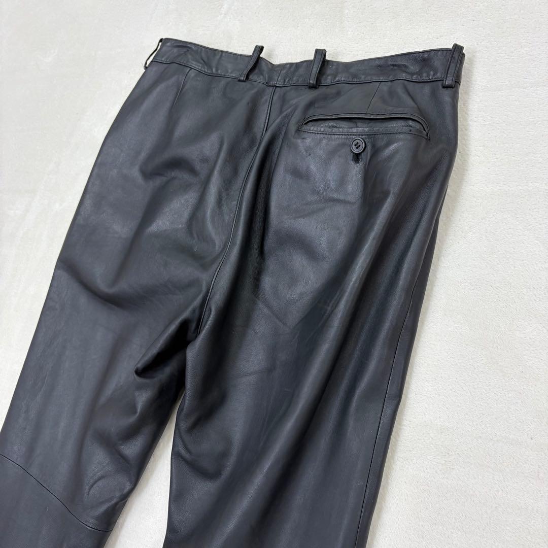 美品✨ポールスミス　メンズレザーパンツ　超柔らか羊革　ラムレザー　希少XL 黒
