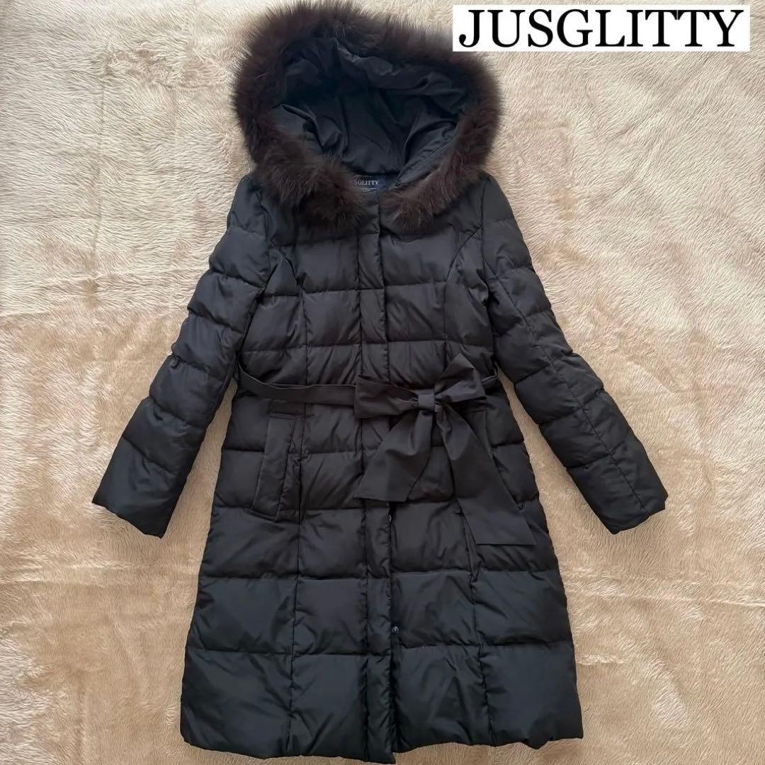 美品✨【JUSGLITTY】ジャスグリッティー リアルファー ロングダウンコート