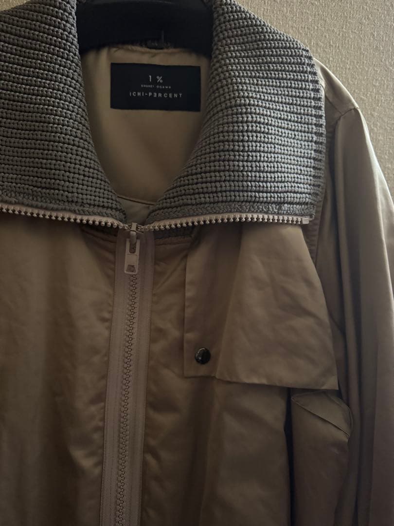 1% イチパーセント　シュウヘイオガワ　コート　ベージュ　新品　中綿　微光沢生地