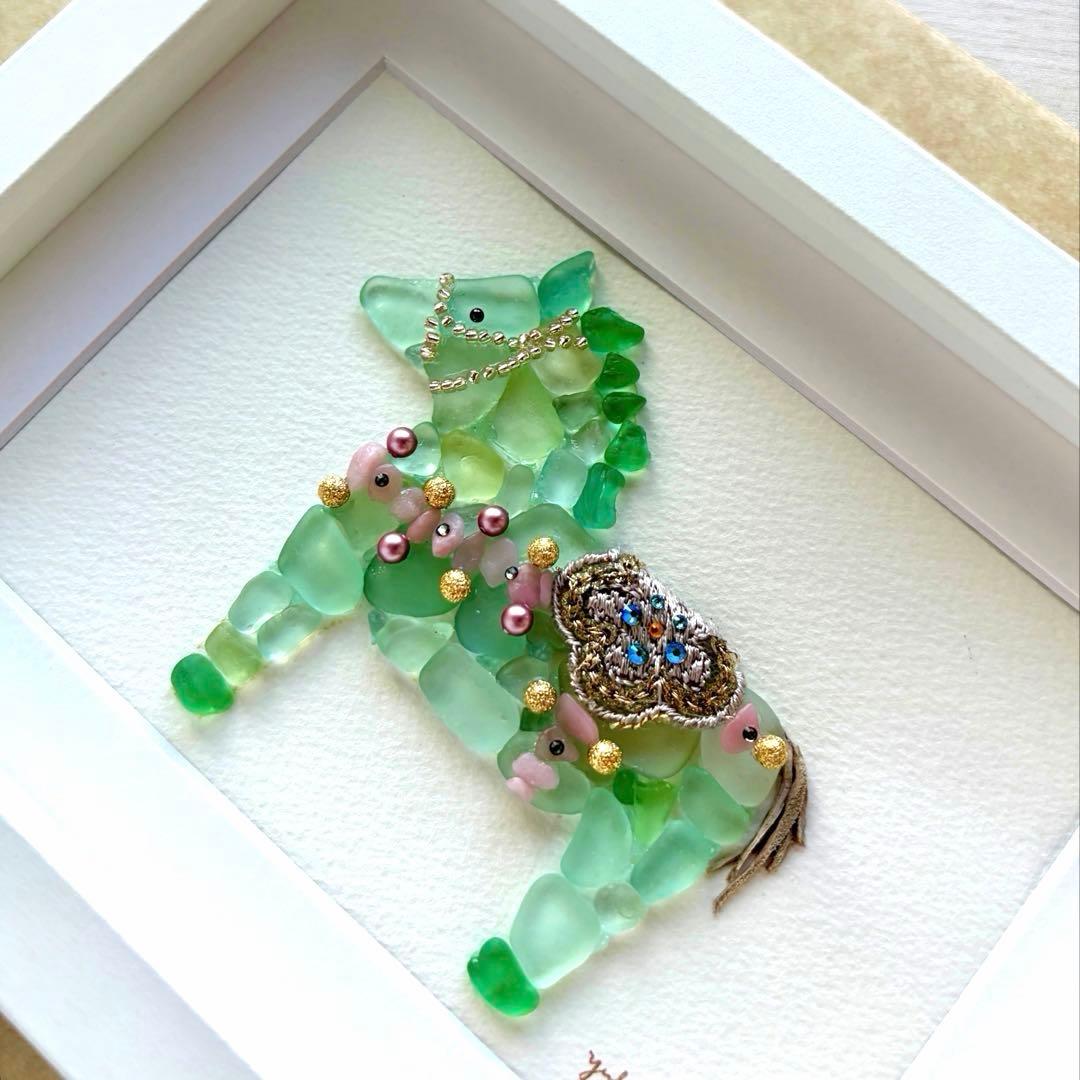 ダーラナホース〜グリーン〜　シーグラスアート／馬／ユニコーン