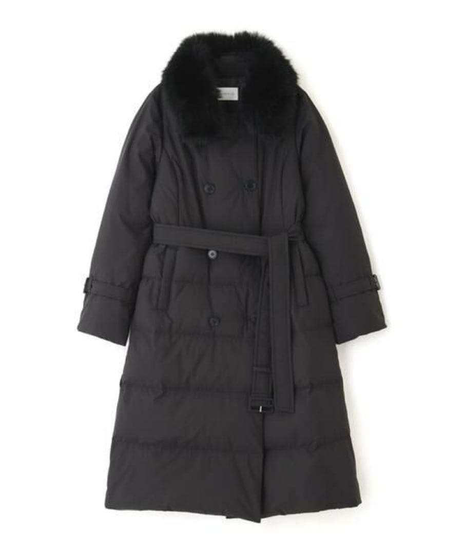ファー付きダブルブレストロングダウンジャケット