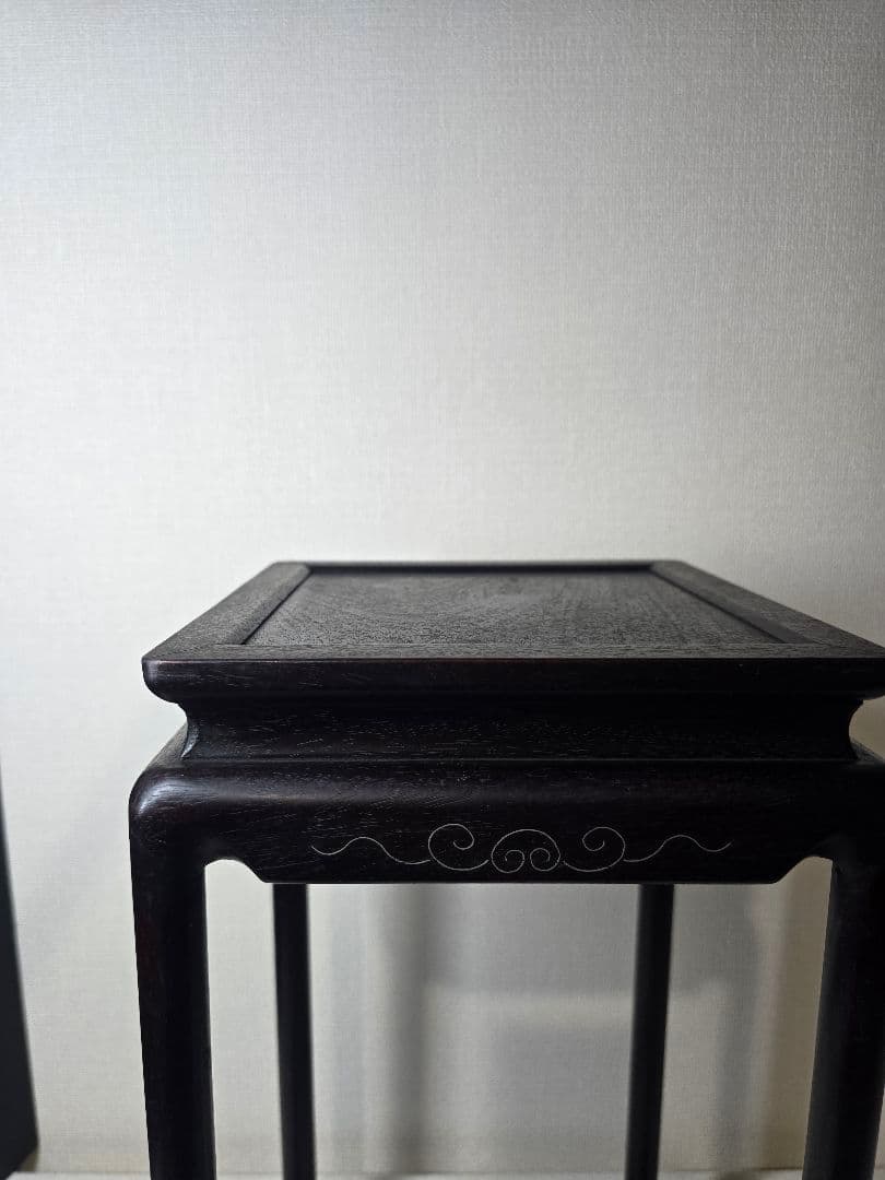 時代物 唐物 唐木 銀象嵌唐草付 花台　紫檀 華道具　飾り棚　茶道具　骨董品