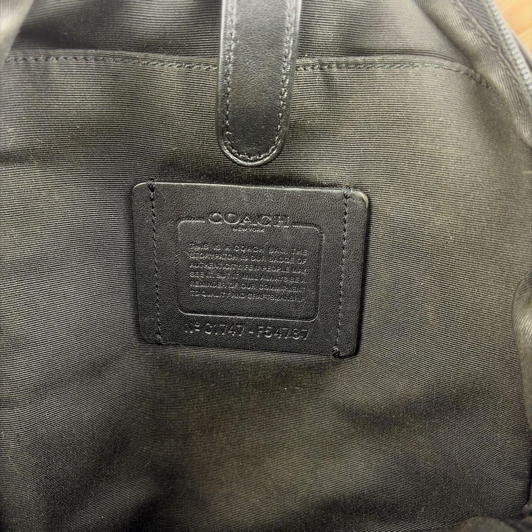 COACH コーチ レザー　PVC クロスボディバッグ シグネチャー　黒