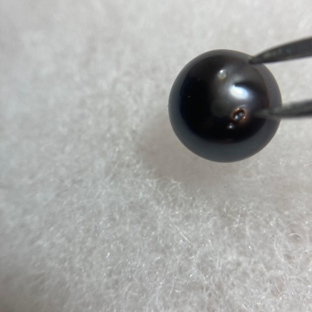 Pt900 ロングバケットカット •ブラックダイヤ　黒蝶真珠　ペンダント•トップ