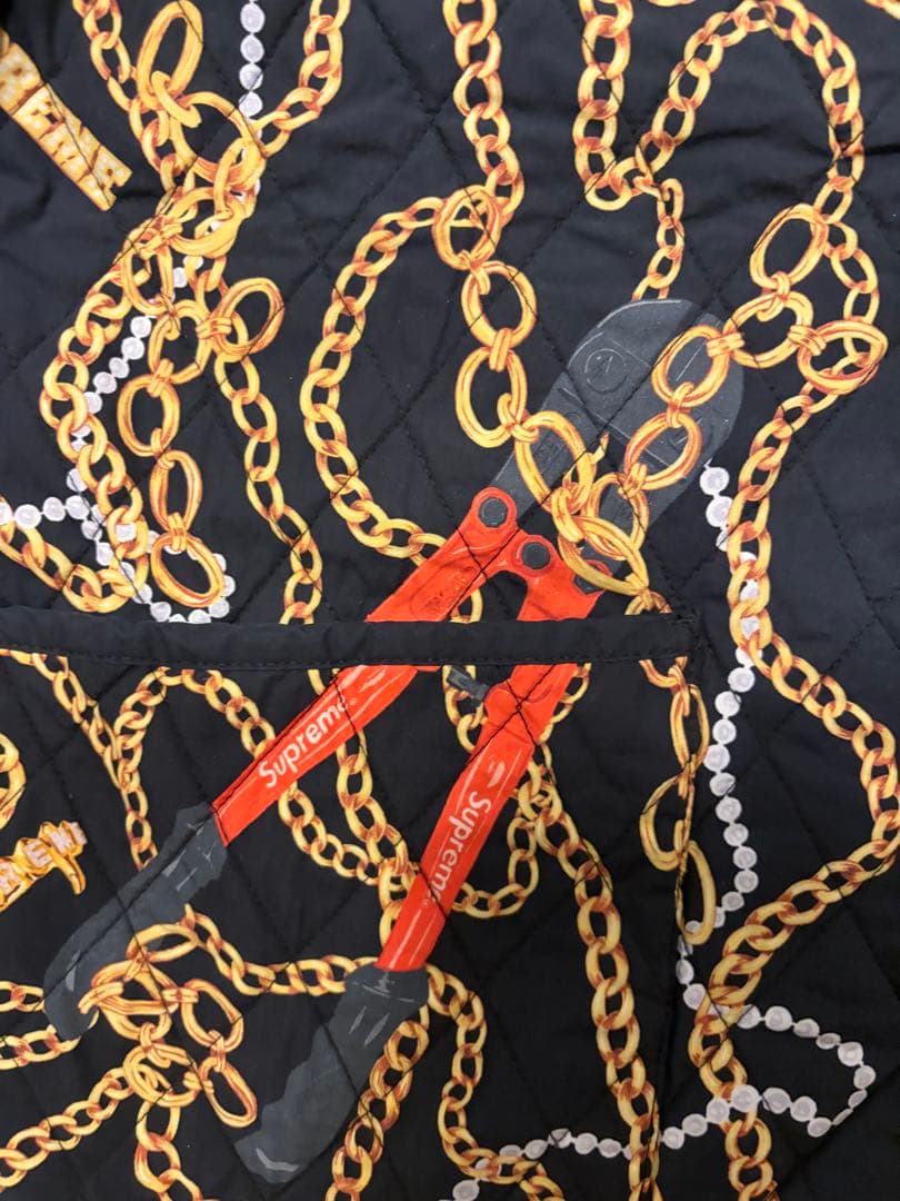 Supreme シュプリーム チェーン柄 キルティングジャケット ブラック