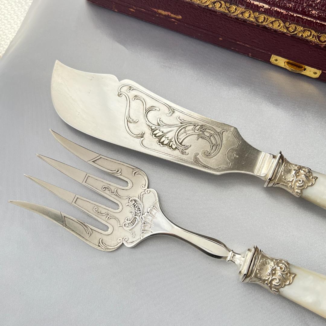 【仏蘭西】【白蝶貝】Art Nouveau カトラリー 12名用 大型サーバー