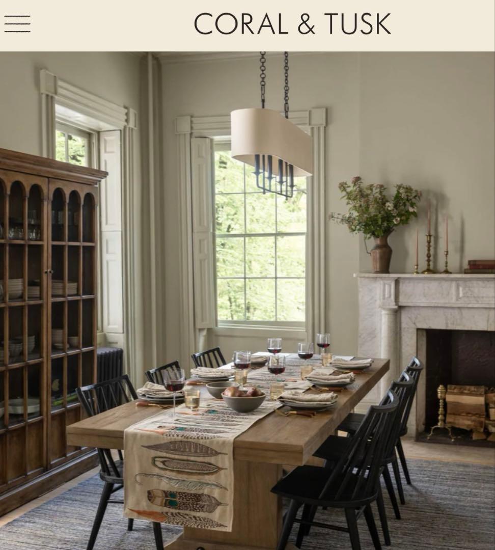 CORAL &TUSK Feathers 羽 テーブルランナー 保存袋付き