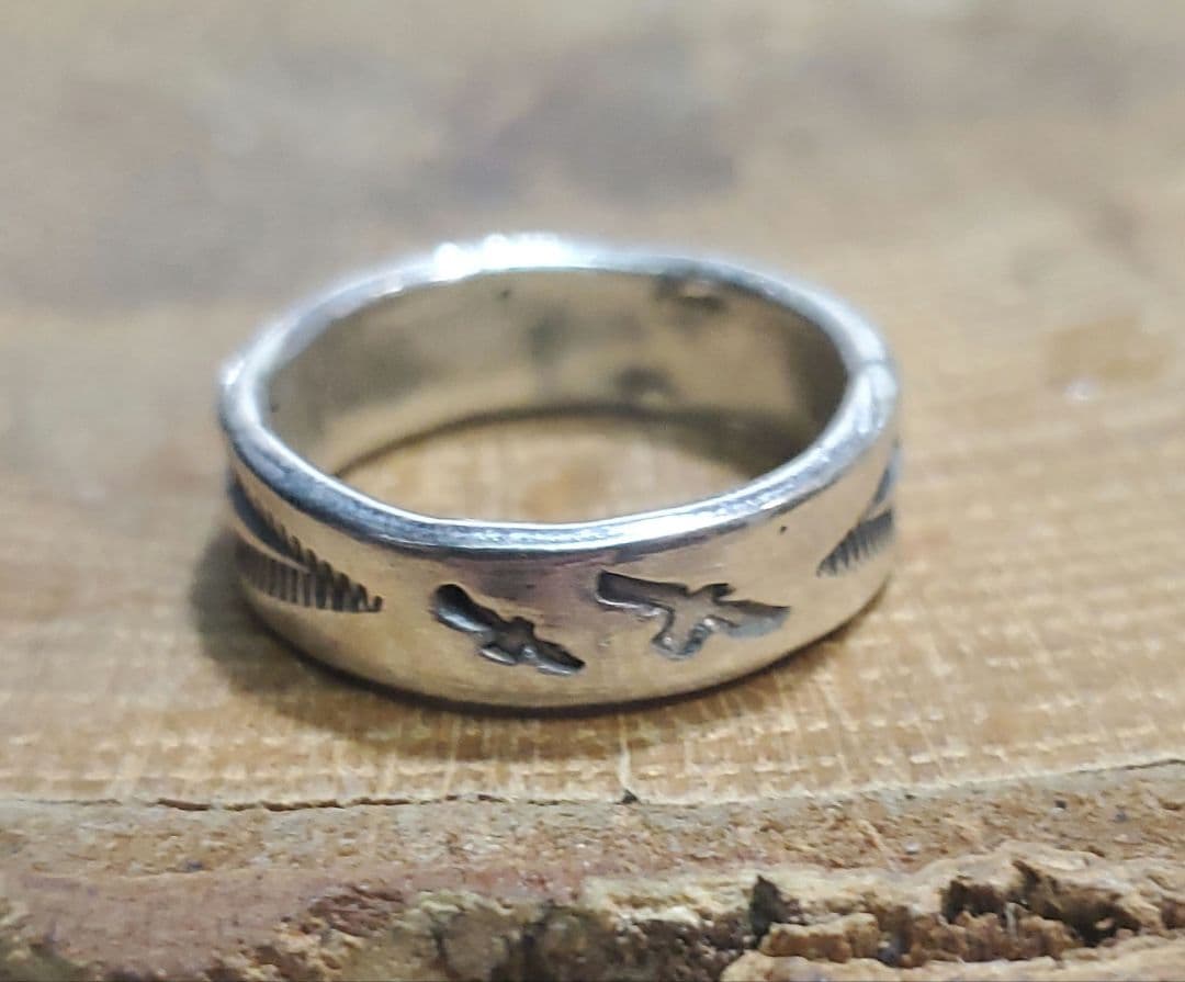 MS-60平打スタンプワークリング！夫婦イーグルスタンプ！シルバー925