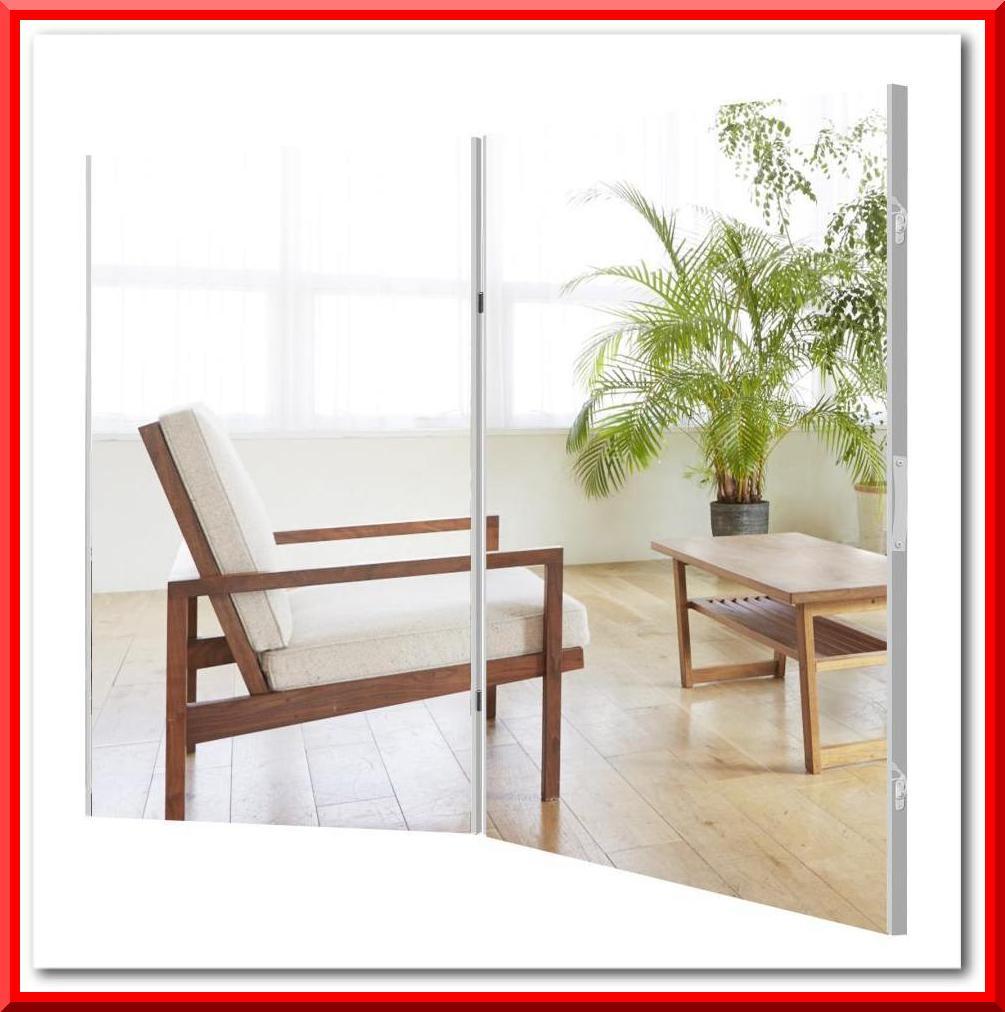 割れない鏡 折りたたみ 180度 360度展開 100cmx2枚（シルバー）