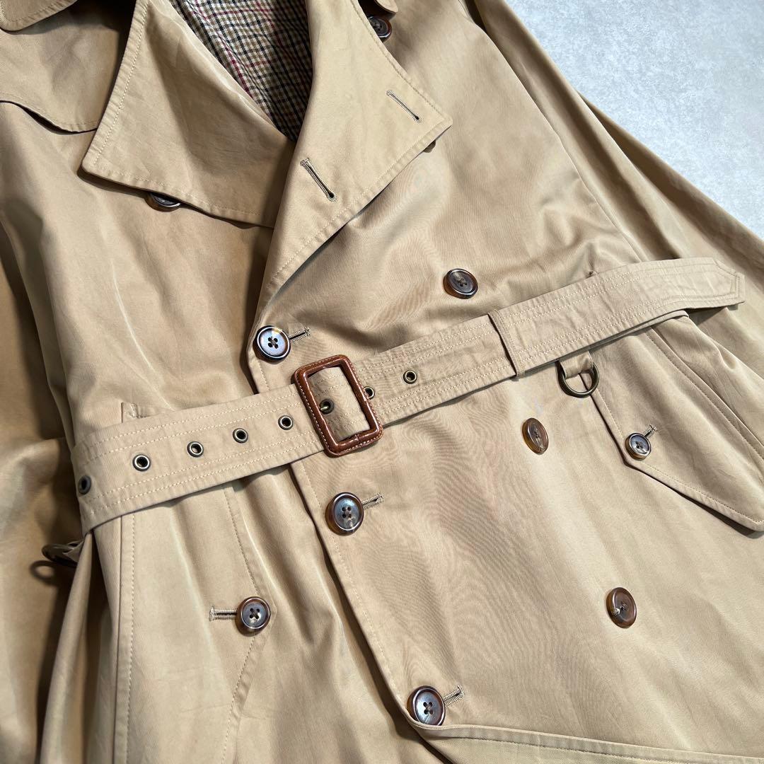 ポロラルフローレン 一枚袖トレンチコート 裏地チェック ベージュ90A4