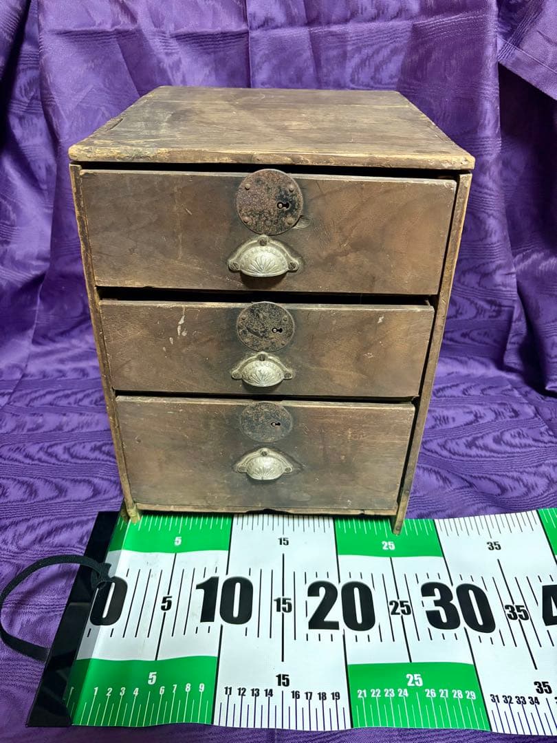 昭和レトロ 木製小引き出し3段　古家具 古道具 和箪笥 アンティーク