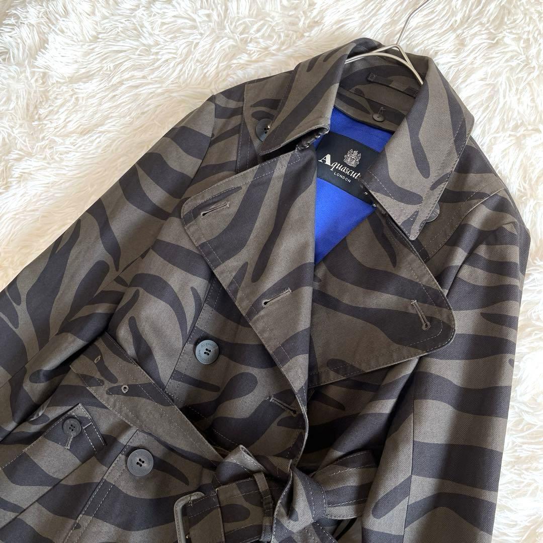 【極美品】 アクアスキュータム トレンチコート ゼブラ ライナー M カーキ