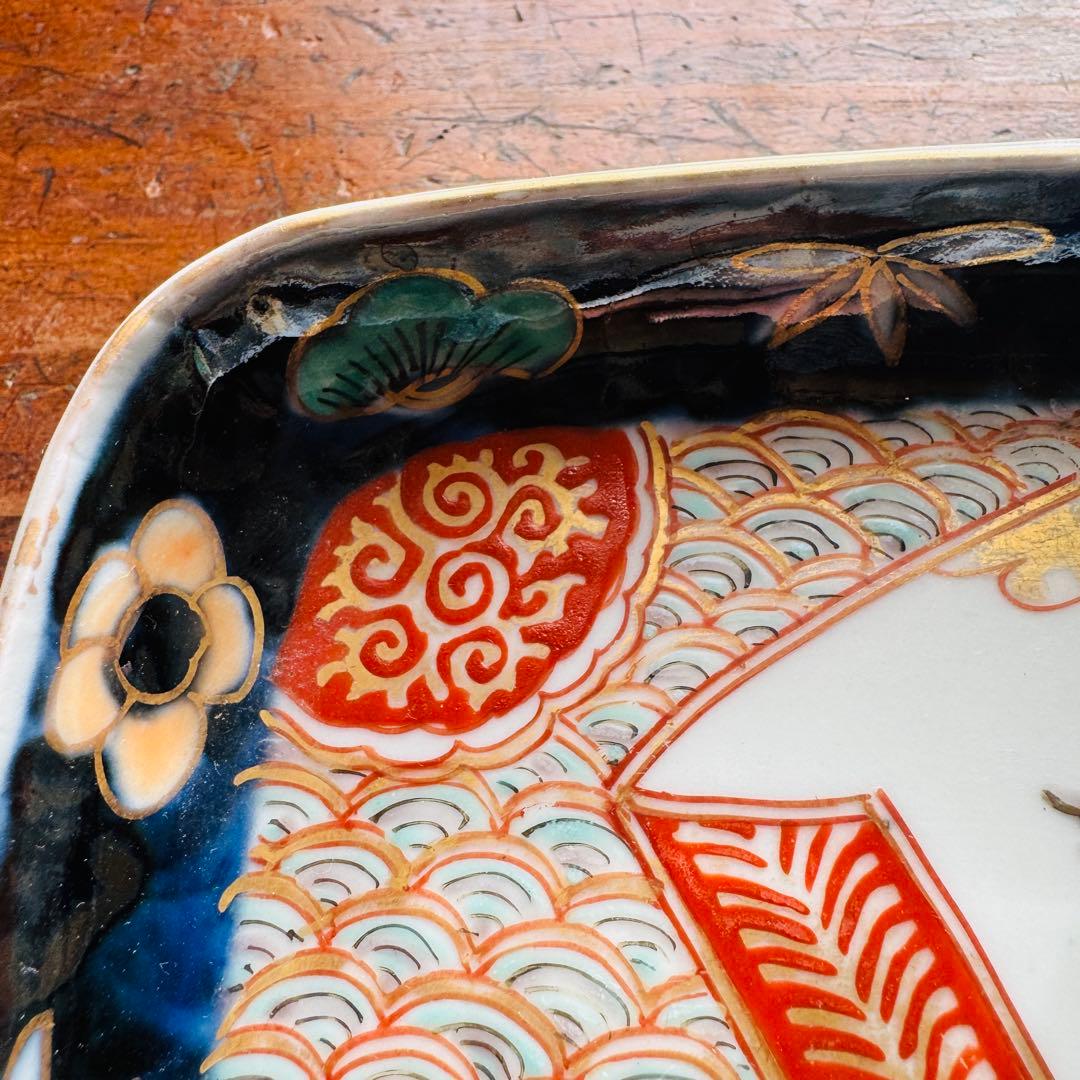 骨董皿　伊万里 錦手色絵 帆船　波　松竹梅文長皿　おまとめ