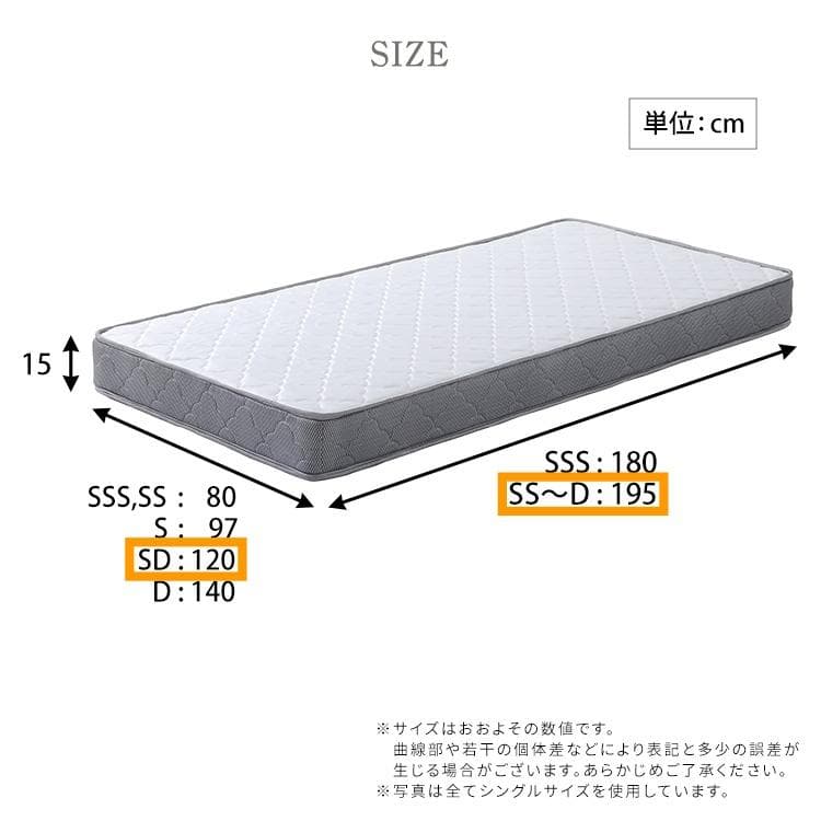 ボンネルコイルマットレス セミダブルサイズ ホワイト [7131]