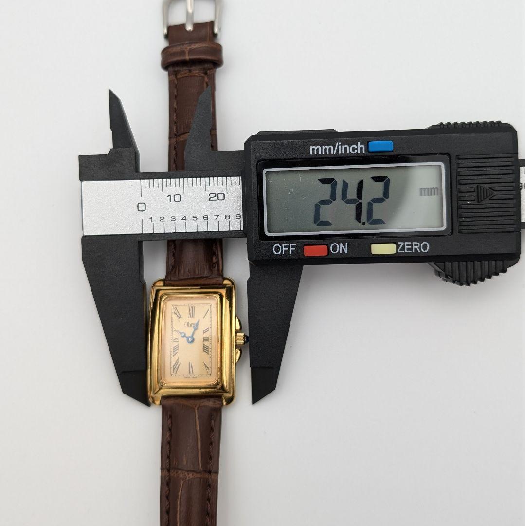 【新品電池】Obrey オブレイレディース タンク時計 レザー ベルト ゴールド