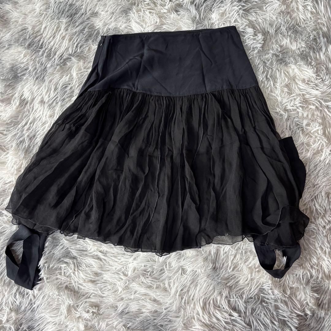 Blumarine ブルマリン シフォンスカート ブラック シルク イタリア
