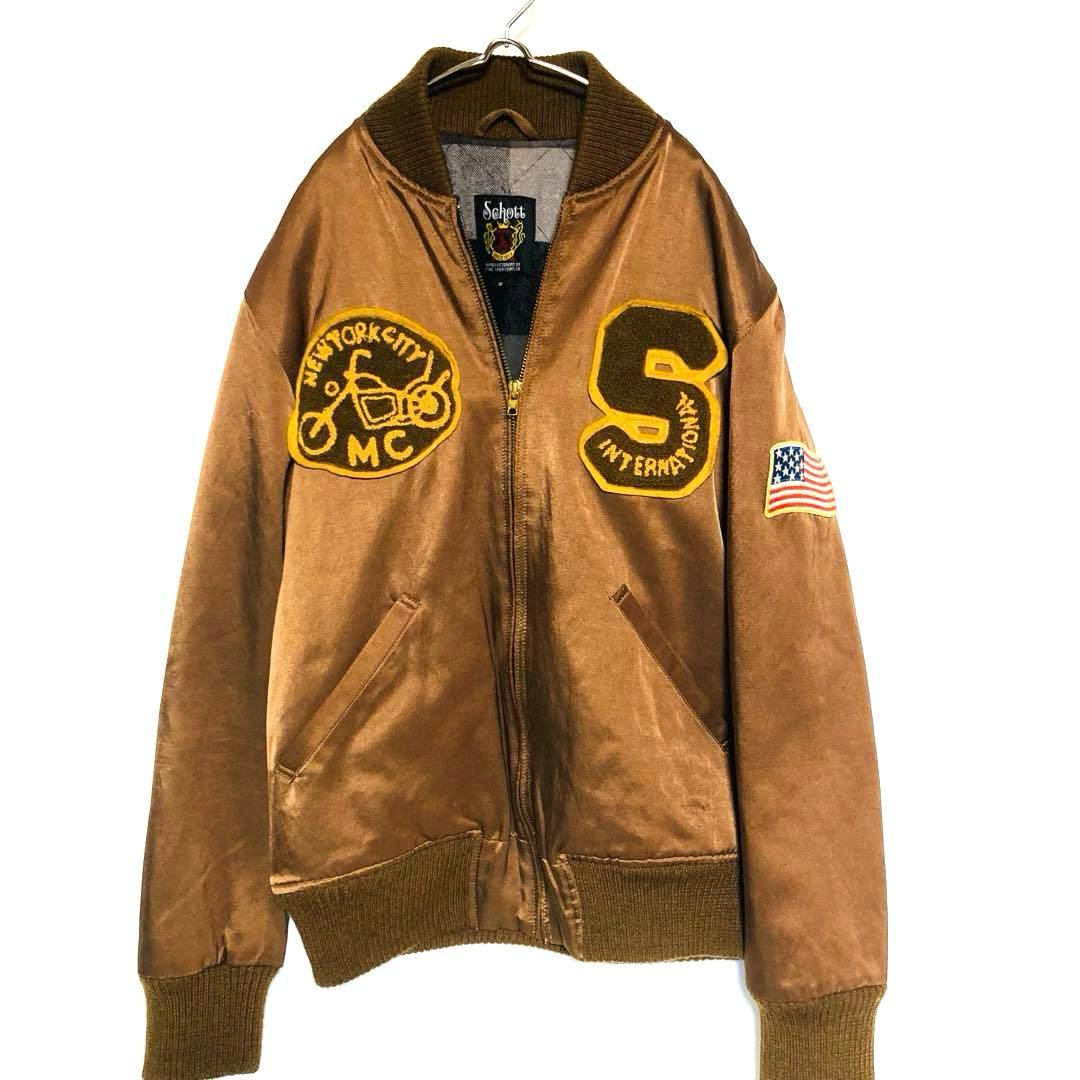 Schott ナイロンツイル フライトジャケット ワッペン 短丈 S（M相当）