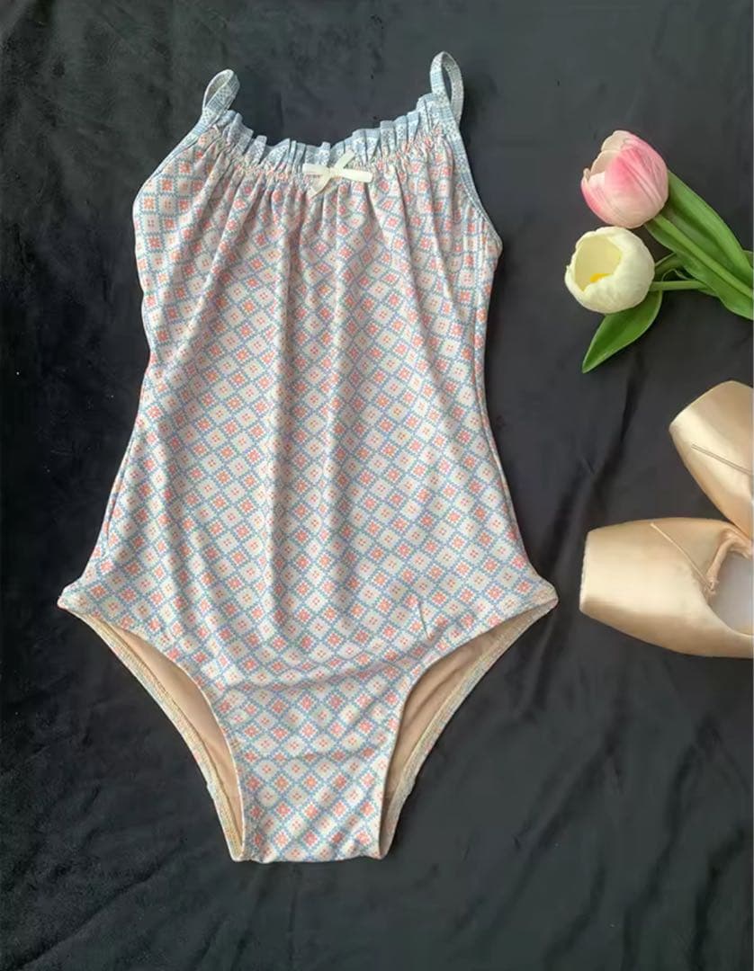 幾何学模様フリルレオタード バレエ ダンス 大人 XXL