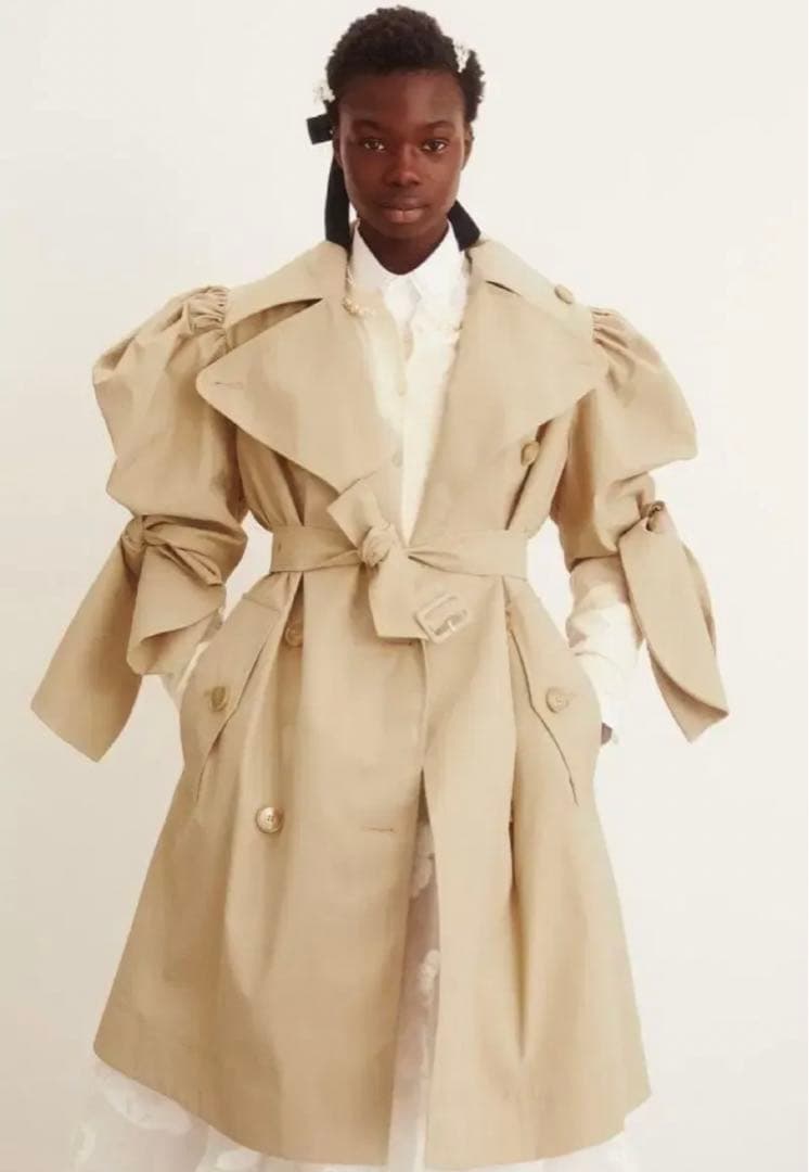 Simone Rocha x  パフスリーブ トレンチコート ベージュ S