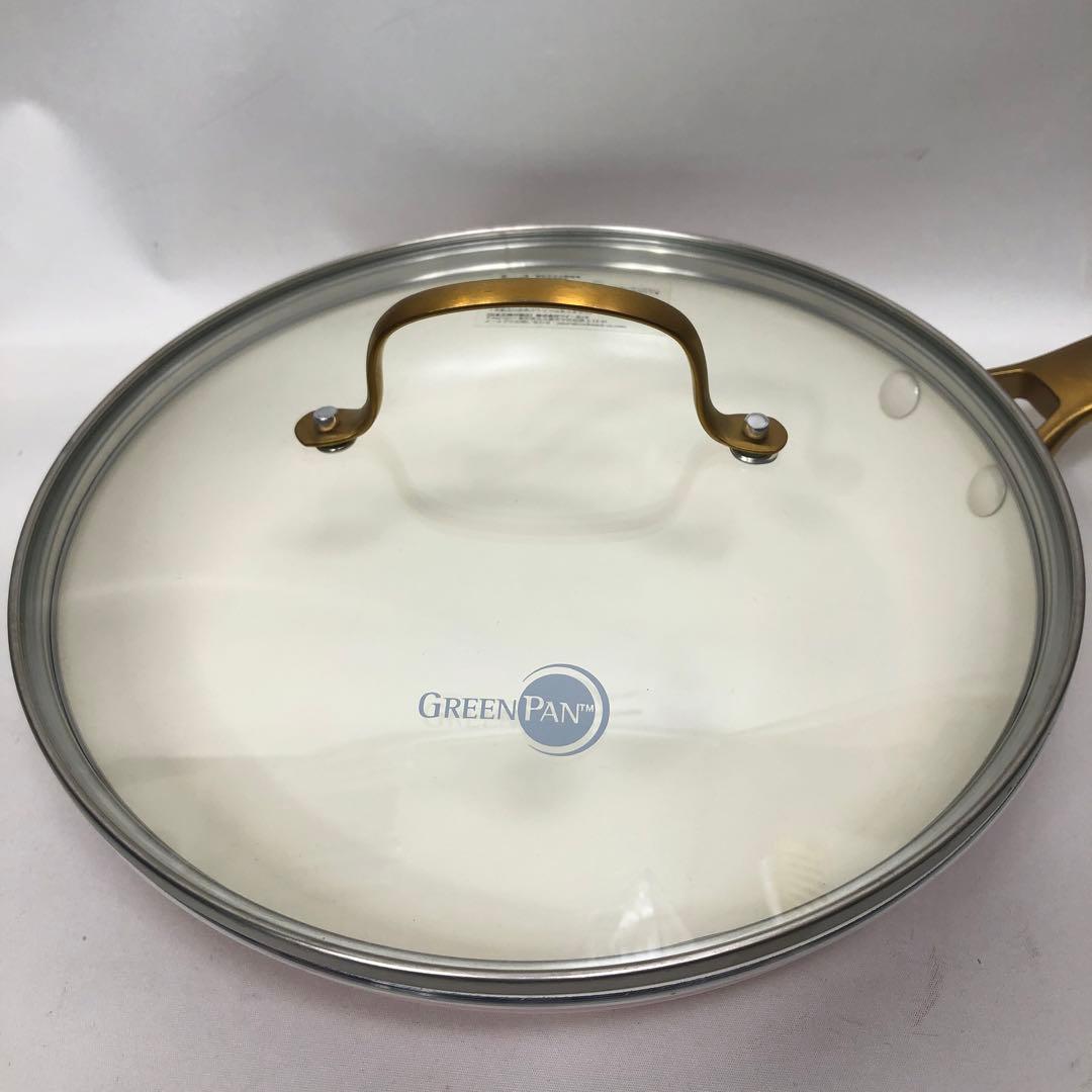 未使用 Green Pan パドヴァフライパン 26cm ピンク ガラス蓋付き