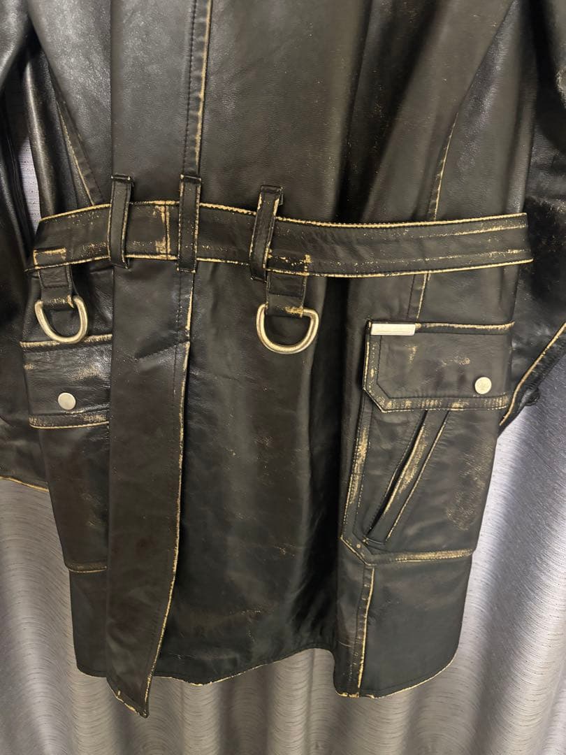 美品 DSQUARED 2 レザー トレンチコート 黒