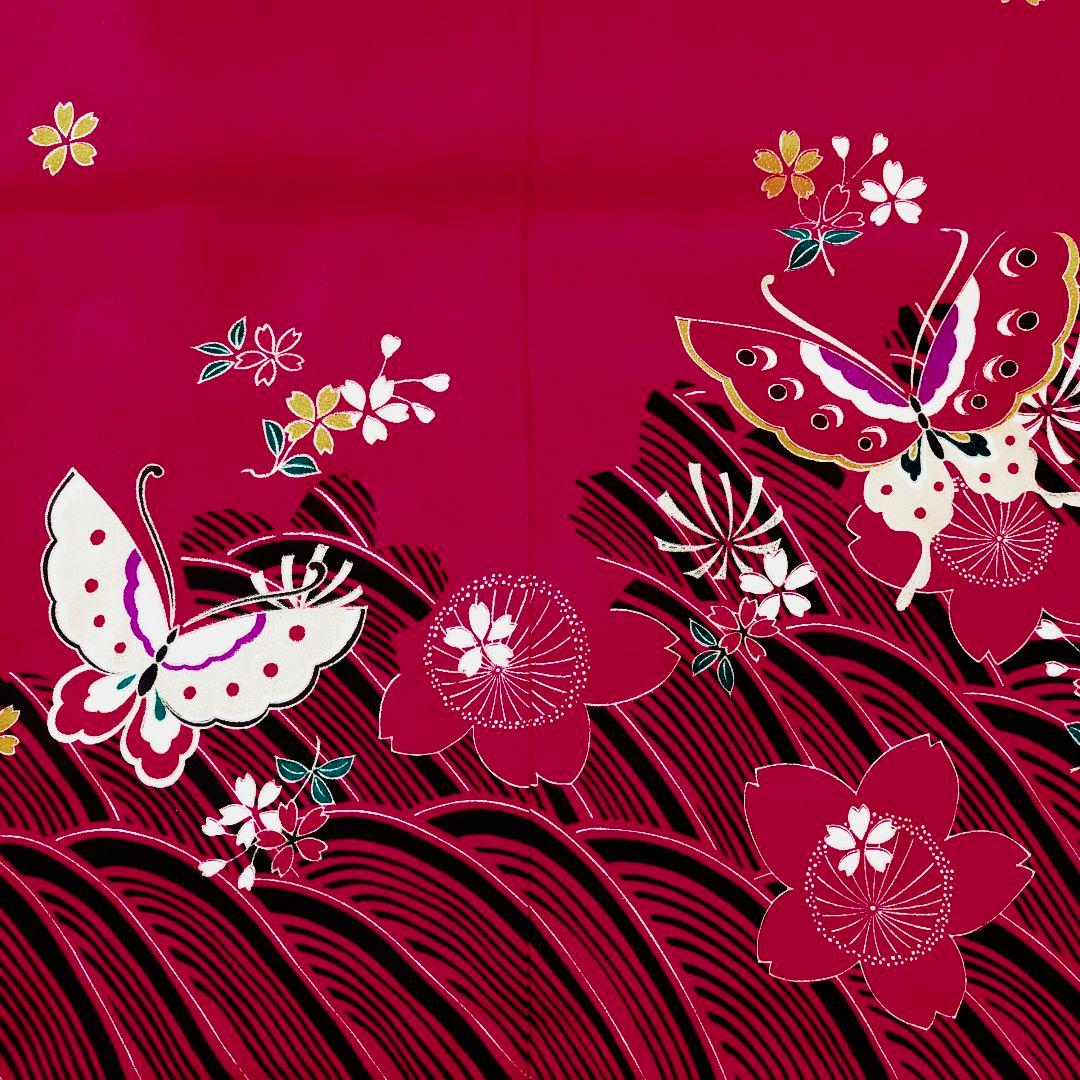 七五三 7歳 女の子 セット 可愛い赤 蝶 波 桜 0710